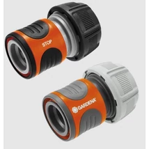 Gardena gyorscsatlakozó tömlőelem, készlet, 3/4"-19mm tömlőhöz, 2 db, 1 vízstoppos, OGS (Originalt Gardena System)