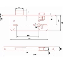 Beltéri bevésőzár, 45×90×20×7mm, 2 kulcsos, kerek előlappal, Flame